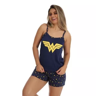 Baby Doll Alcinha Pijama Feminino Adulto Estampado Personagens Verão Virgínia