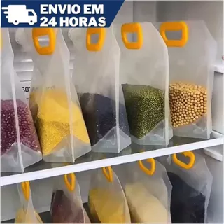 Kit 10 Organizador de Cozinha Saco de Grãos Para Guardar Alimentos a Prova de Umidade e Insetos