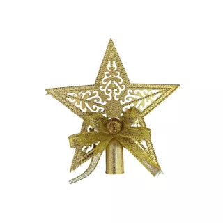 Ponteira Para Árvore de Natal Estrela Com Laço Enfeite Natalino 14cm