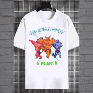 Camiseta 100% Algodão Academia Frase Quem Cresce Natural é Planta Camisa Fitness Musculação CrossFit