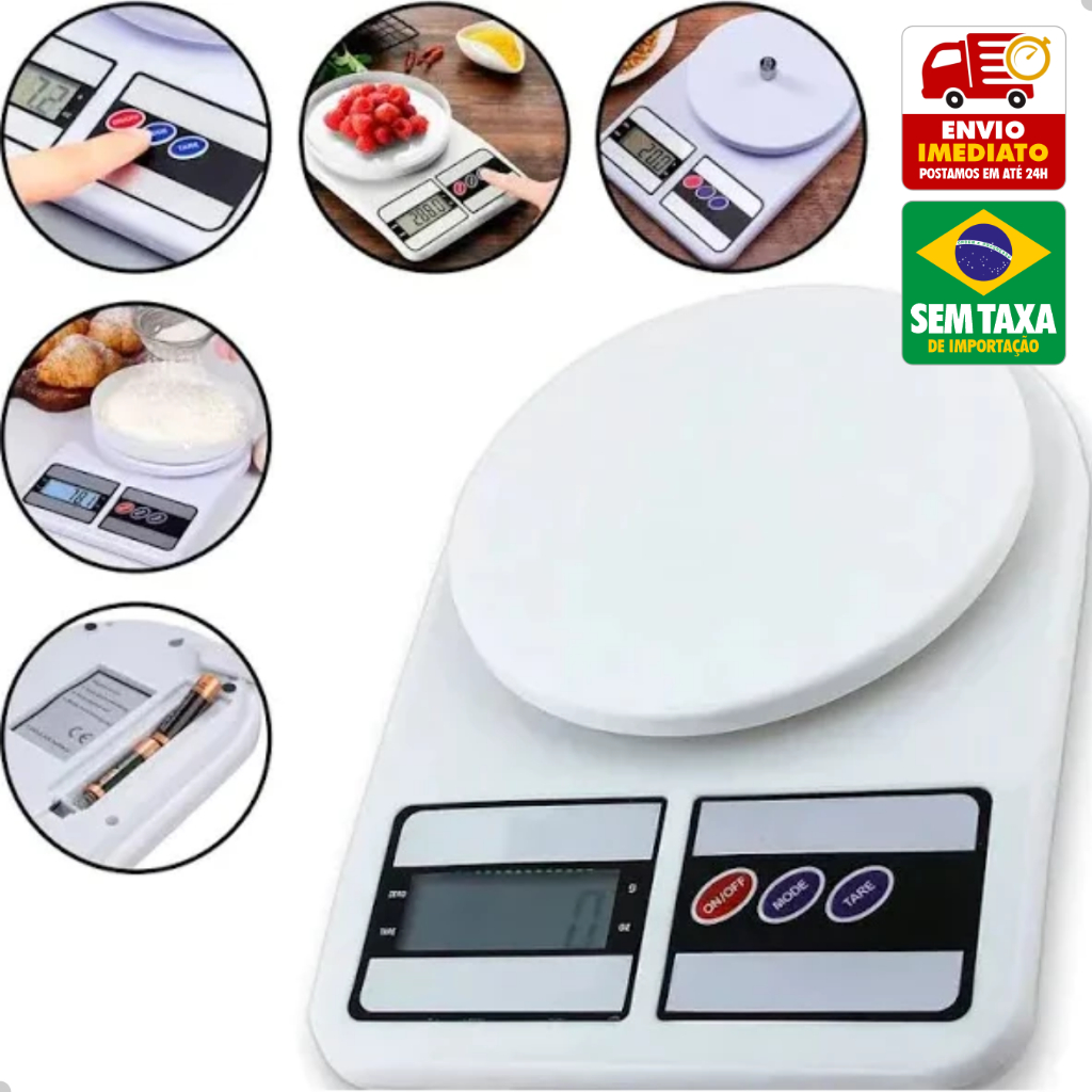 Balança de Cozinha Eletronica Digital Uso Domestico Precisão 1g a 10 KG ...