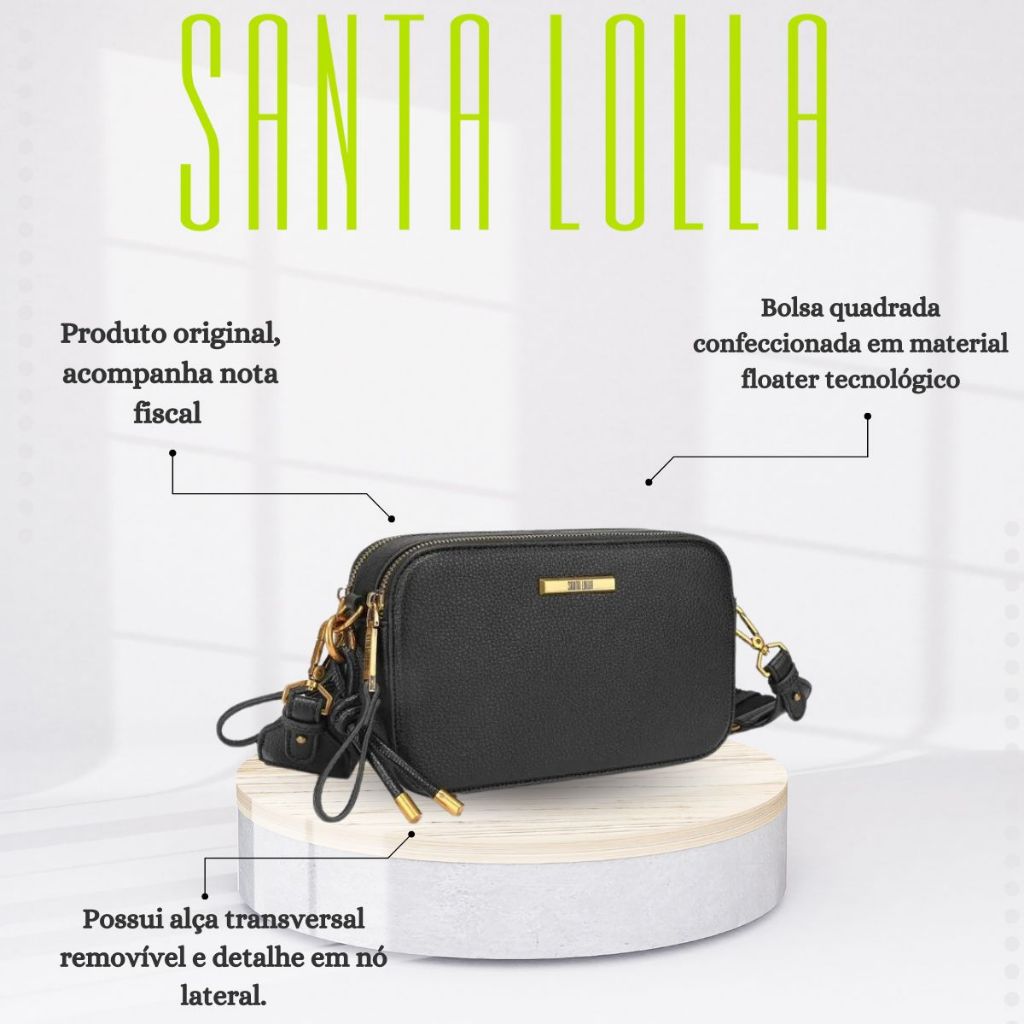 BOLSA FEMININA DE LADO SANTA LOLLA ORIGINAL COURO LEGÍTIMO