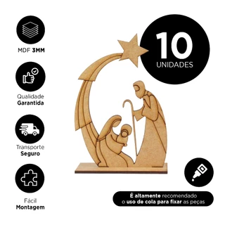Presépio MDF 3mm Cru kit com 10 unidades