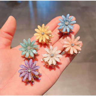 6 Ate 12 Unidades Grampo de cabelo pequeno com flor de strass/grampo de menina, acessório de cabelo