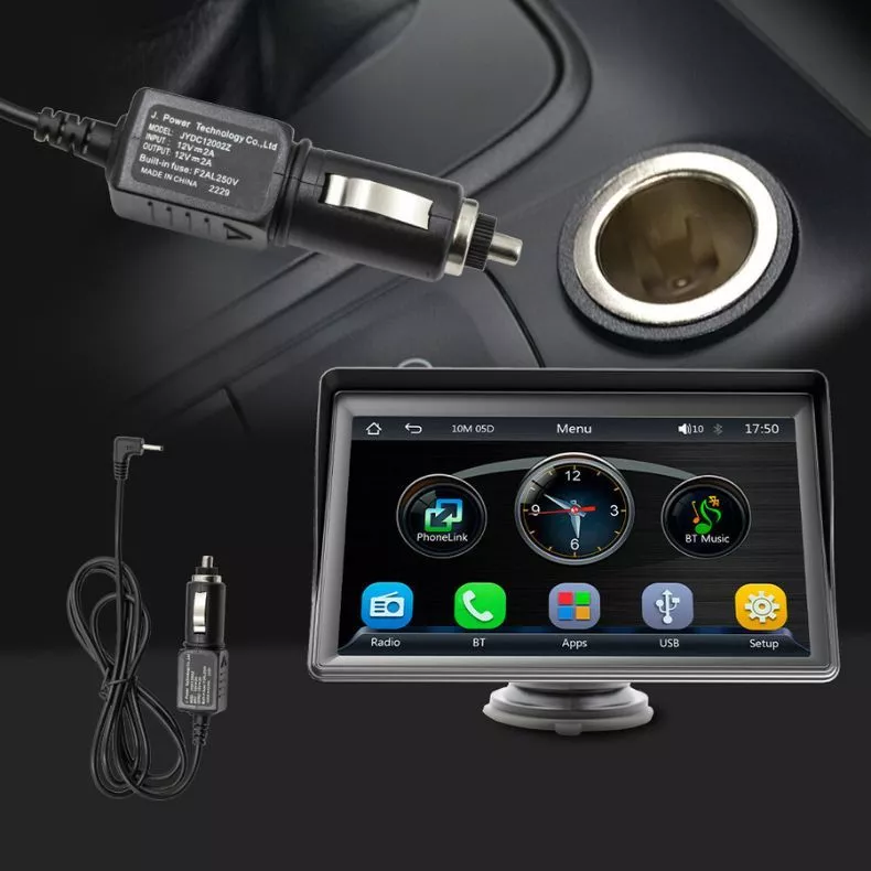 Detalhe da tela mostrando interface com CarPlay