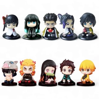 Kit C/10 Bonecos Demon Slayer PVC 6cm Coleção Completa.