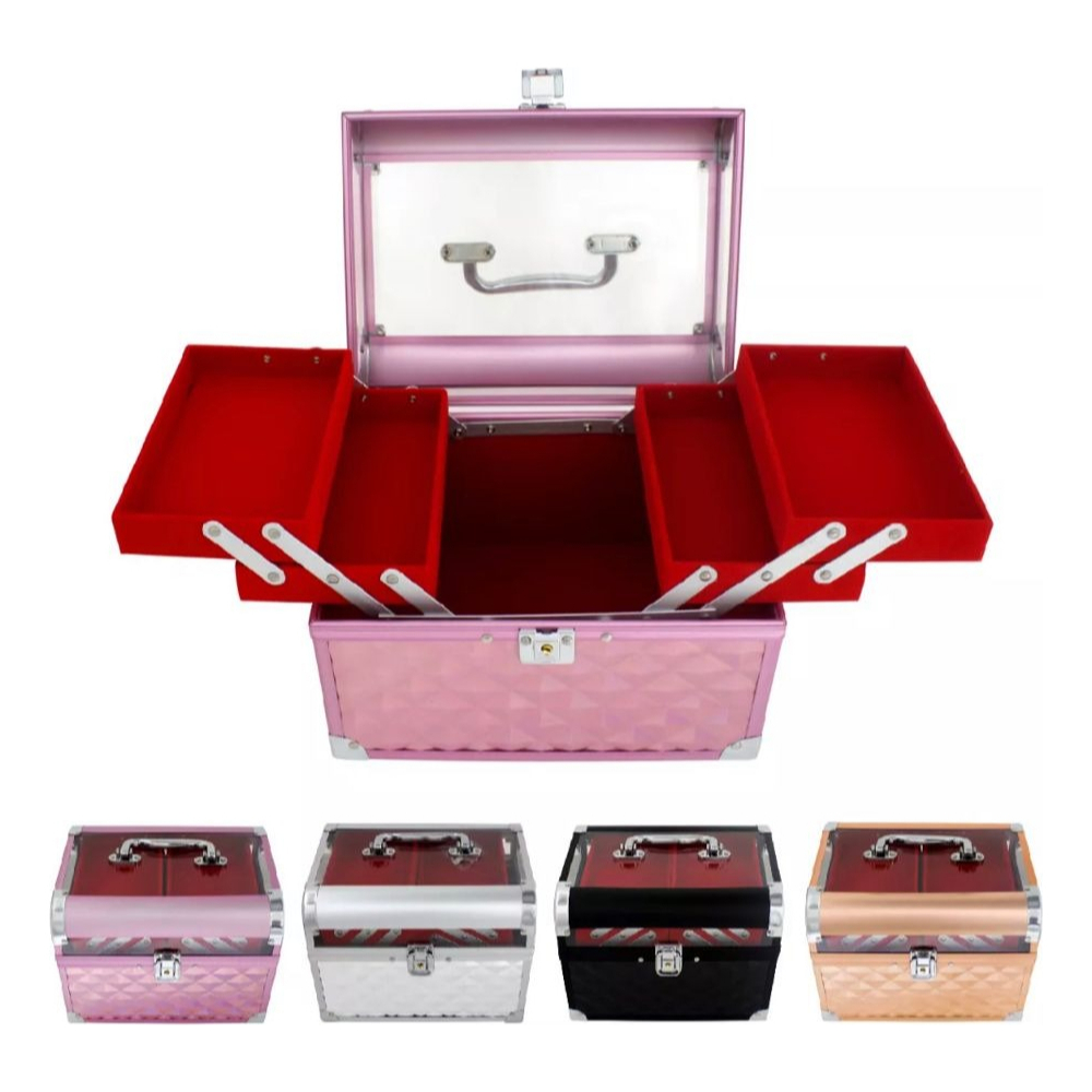 Maleta De Maquiagem Organizador Profissional Com Alça Chave Manicure, Joias - Maleta Organizadora