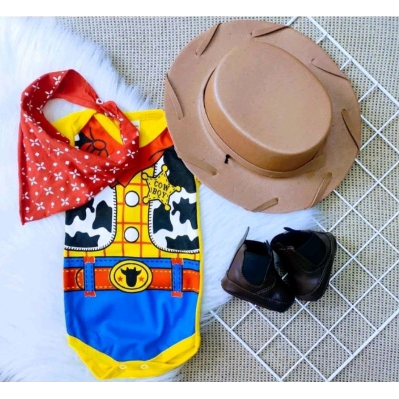 kit mesversario woody xerife toy story para bebê do P ao G, fantasia