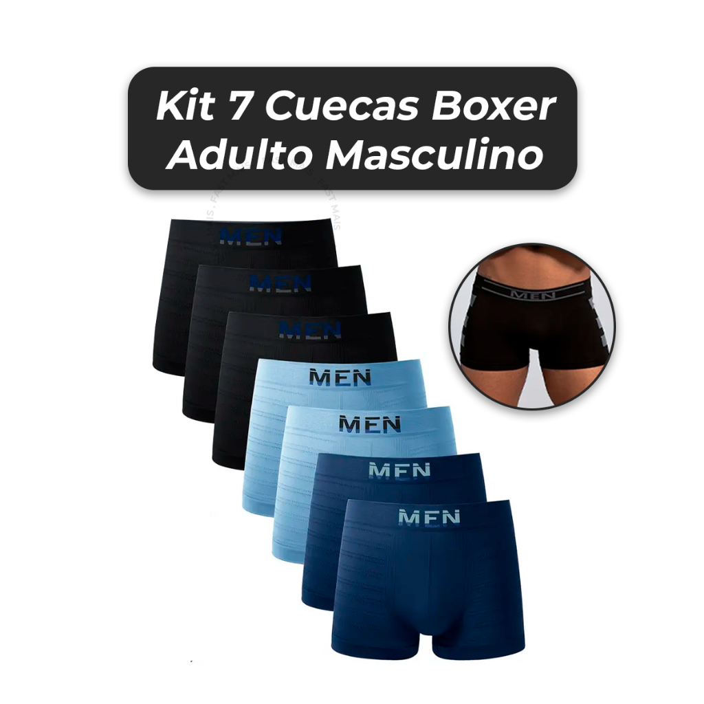 Kit Ate 7 Cuecas Boxer Microfibra Adulto Premium