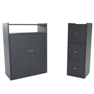 Gaveteiro Comoda com Armário duas Portas 3 Gavetas / Cores Branco e Preto