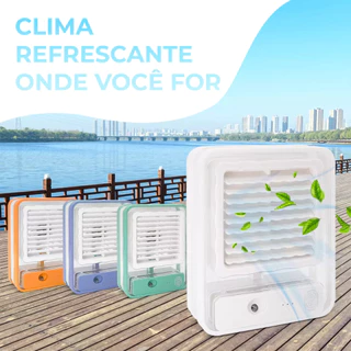 Refrigerador De Ar Ventilador Umidificador Portátil Com Led Reservatório De Água Led