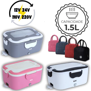 Marmita Eletrica Em Inox Bivolt 60w 12V 24V 110V 220V C/ Bolsa Termica Uber Taxi