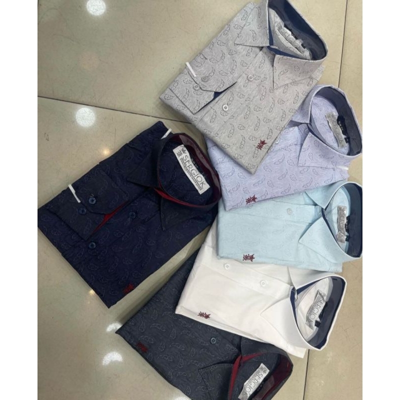 Camisa Social Slim Fit Manga Longa Sérgio K Algodão Masculino Estampada