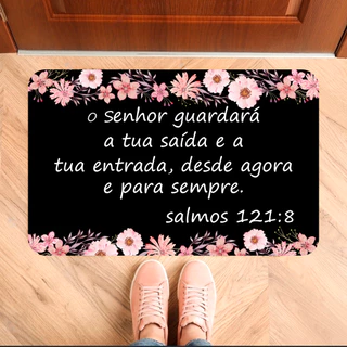 Tapete de Entrada de Porta Antiderrapante Salmos Floral (tap270)