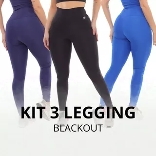KIT C/ 3 Peças Legging Blackout Moda Fitness Lisa Basic Elegante