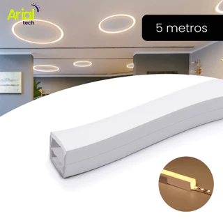 Perfil Sobrepor 5m 12x12mm Flexível Silicone Para Fita Led