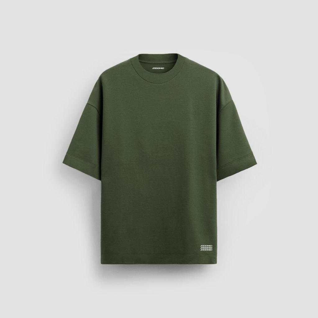 Camiseta Masculina Oversized Premium 20.1 Verde Militar Malhão Grosso Streetwear Camisa Tamanho Grande