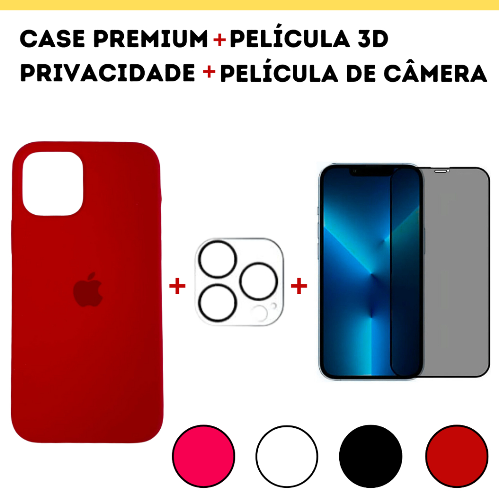 Combo para IPhone 15 / Case Premium Aveludada + Película de Câmera ...