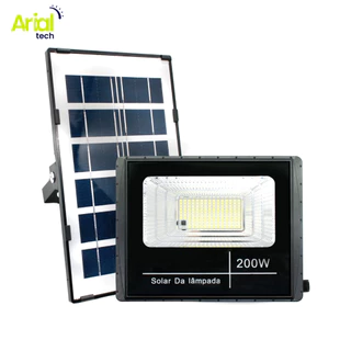Refletor Led Solar 200w Holofote Com Placa Bateria à Prova Dágua