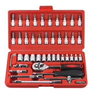 Ferramento KIT Jogo De Soquete 46 Peças Chave Catraca Reversível Resistente à Pressão Resistente à Abrasão