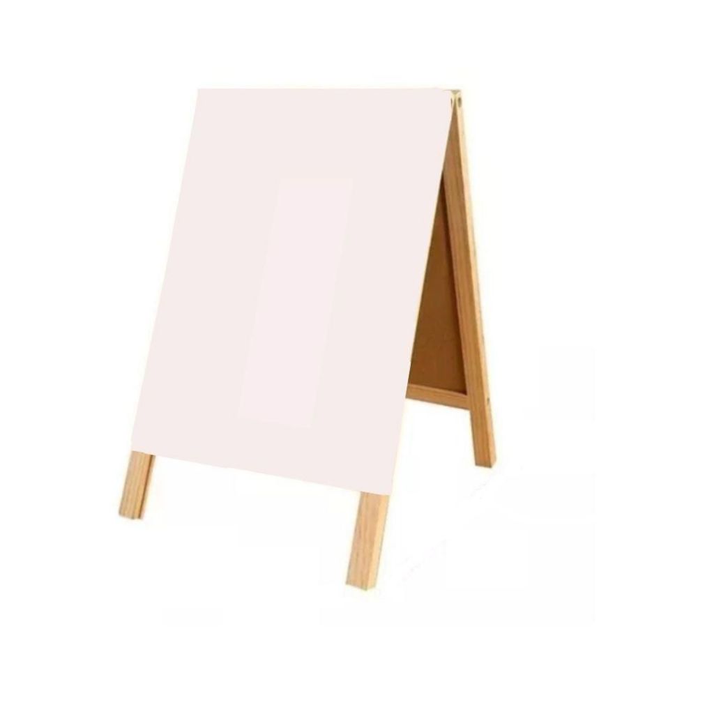 Cavalete Branco de Calçada 60x40 cm Mold. Madeira Dupla Face