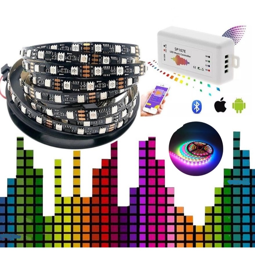 Fita Led Vu Som Automotivo 12V Central Sp107e 5 Metros De Fita Ws2811 ...