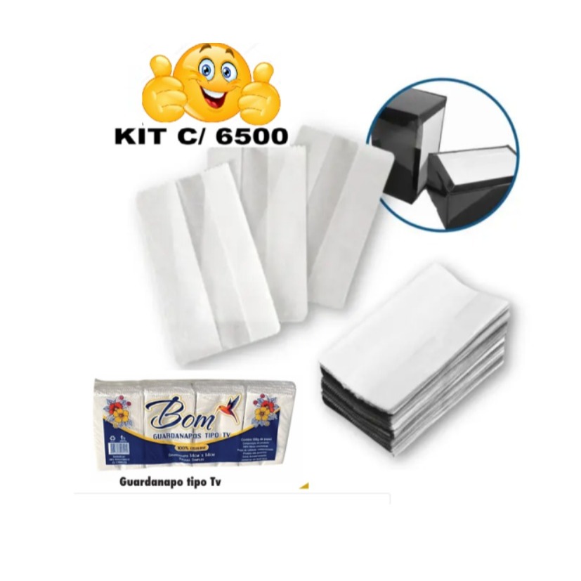 Kit 6500 Guardanapo Papel Tipo Tv Seda para Balcão Lanchonete Restaurante Padaria 14x14 Mega Promoção