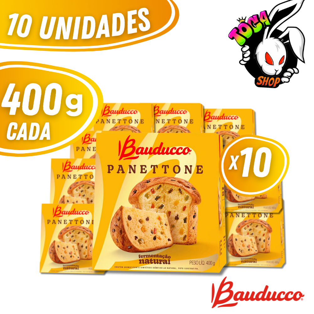 Panettone Bauducco Tradicional Frutas - 400g - Kit com 10 unidades