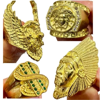 DEDEIRA ANEL MOEDA ANTIGA AJUSTAVEL AGUIA INDIO MEDUSA CIFRÃO MERCEDES BENS ROLEX 77 COR DE OURO 18K