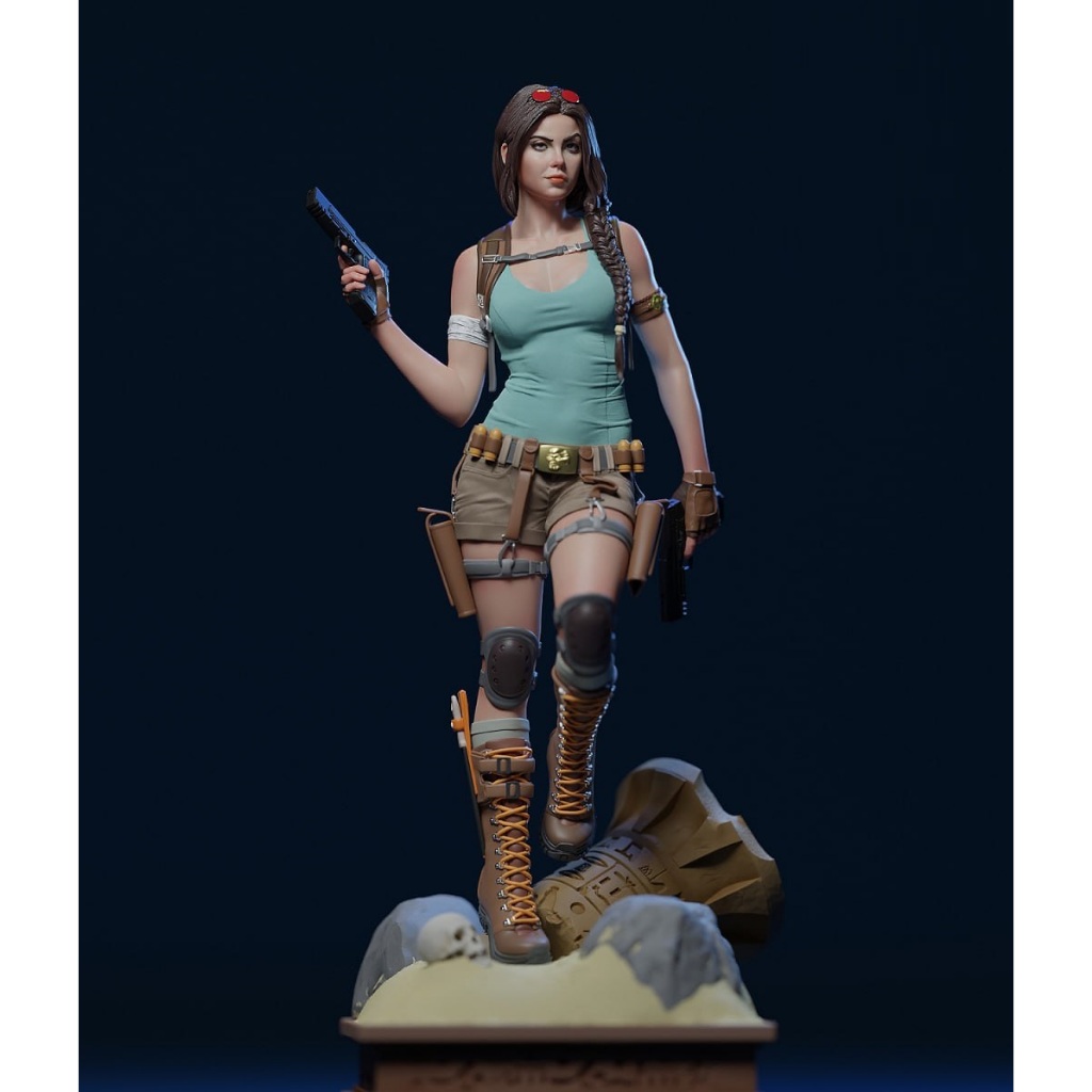 Escultura Lara Croft Action Figure Pintura Artesanal