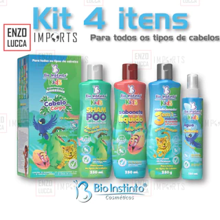 Kit Cabelo e Corpo Kids 4 Itens Bio Instinto em Oferta na Shopee