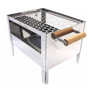 Mini Churrasqueira Pequena De Inox Portátil Carvão