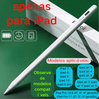 Caneta Touch Screen Ponta Fina Desenho iPad (2019 a 2022) Alta Precisão Função de toque anti-palma Design Grafico Tarefas Diaárias Tecnologia Multifuncional Eficiente Conforto