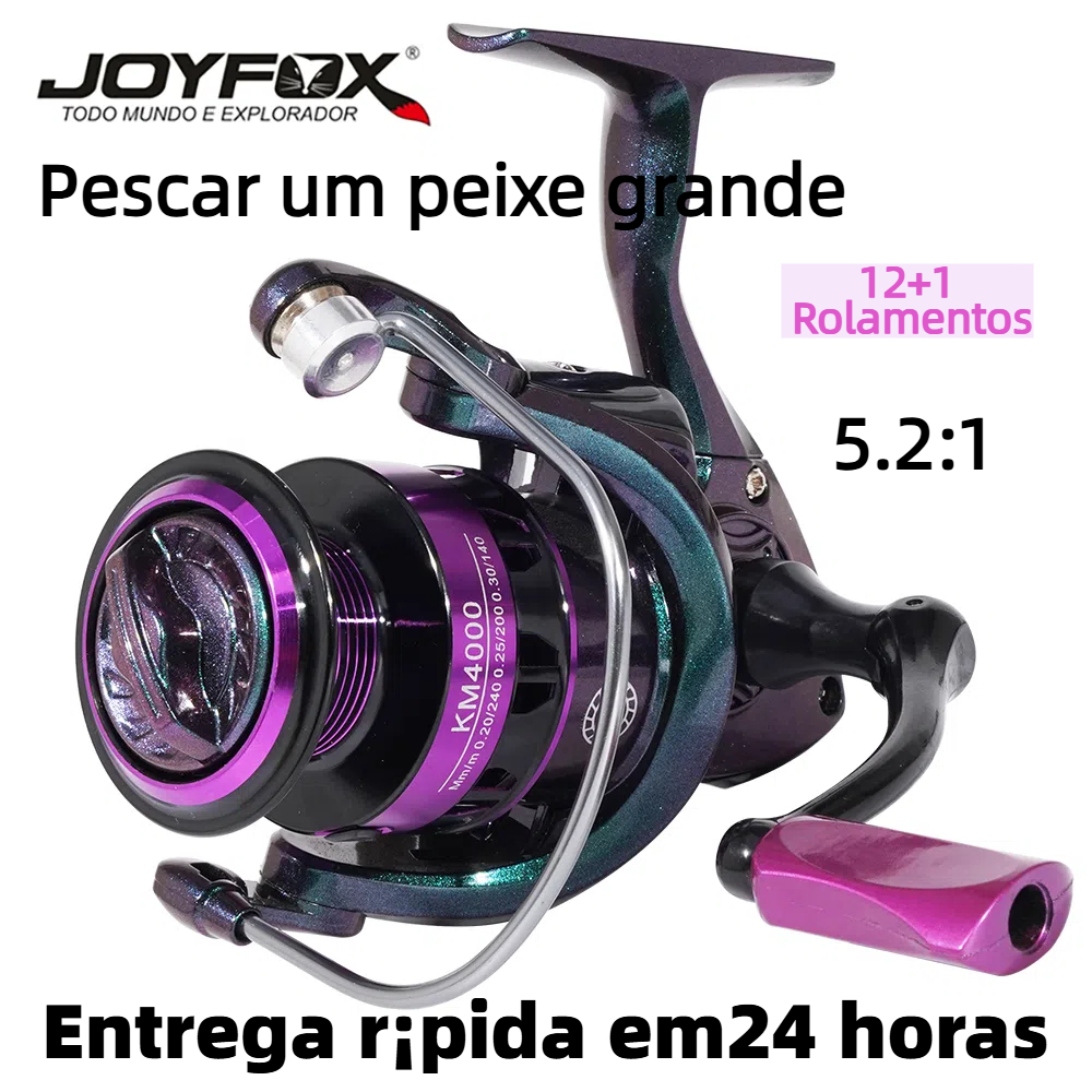 Carretel Molinete Km4000 12+1 Rolamentos Joyfox Molinete Pesca 5.2:1 8 Kg Technicolor