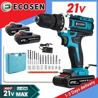 Furadeira Parafusadeira 3/8" bateria 21V com maleta e acessórios COM DUAS BATERIAS 6500MAH