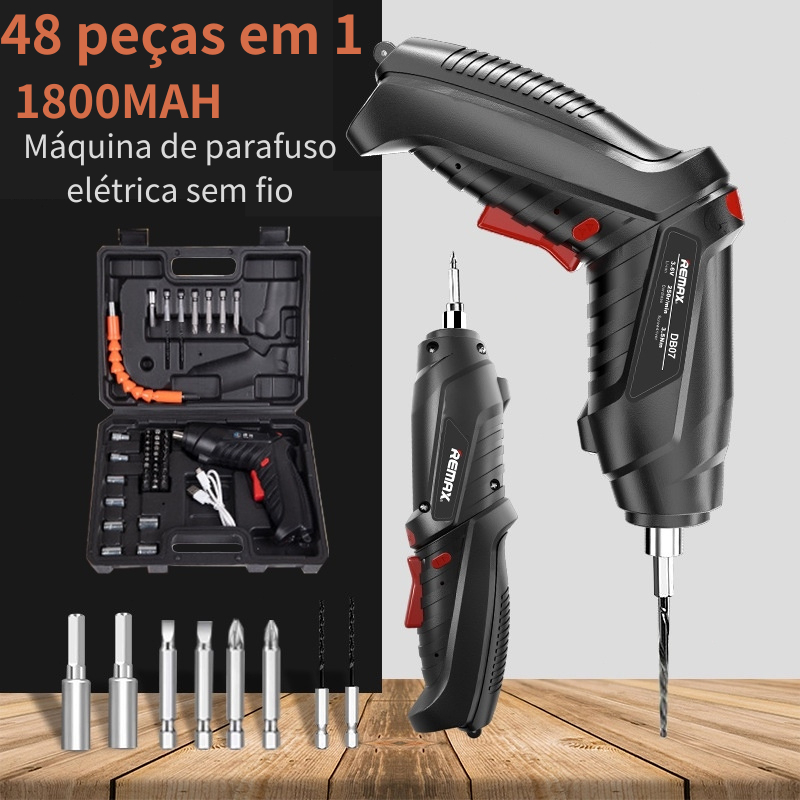 kit Parafusadeira/furadeira 48 pçs portátil carregador usb Leve forte desmontar e montar