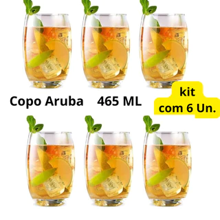 Kit com 6 Copos de vidro alta qualidade Nadir Aruba Transparente 465 ML