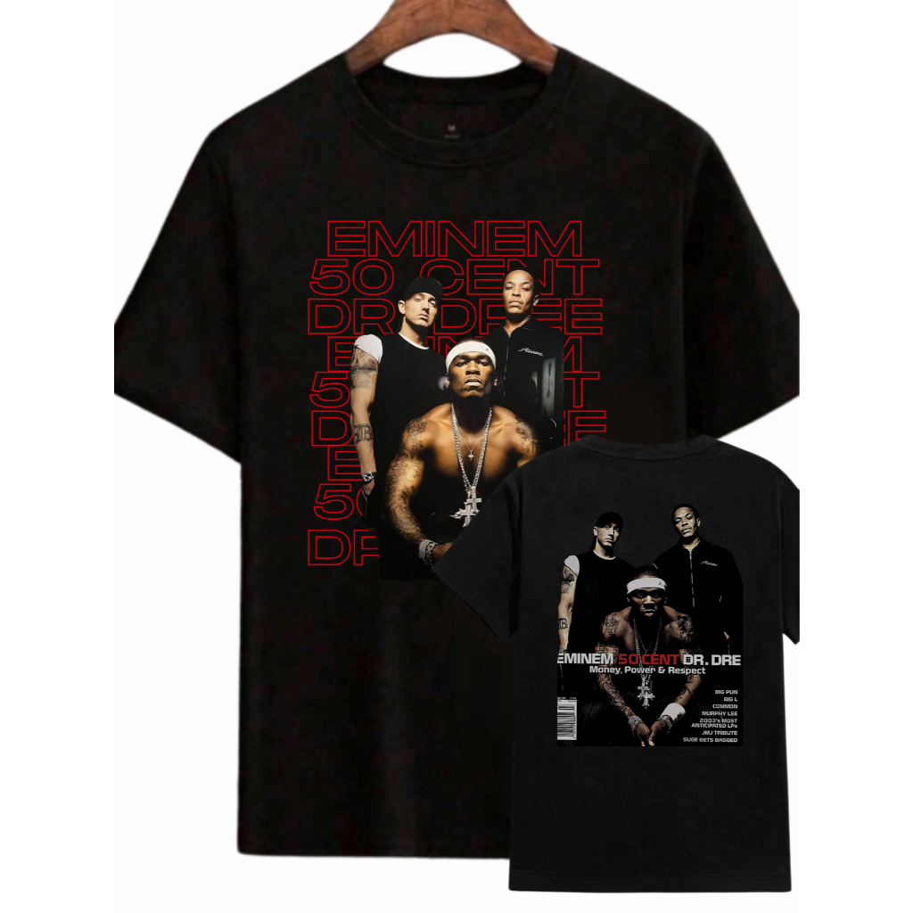 Camiseta 3 Rappers 50 Cent Dr. Dre Eminem Blusa T-shirt unissex