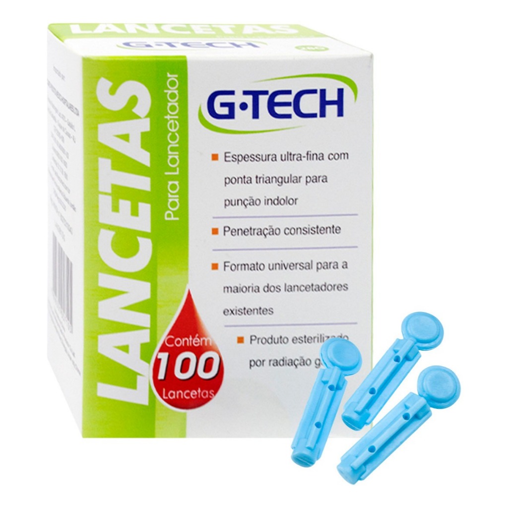 LANCETA PARA LANCETADOR G-TECH 28G kit 5 caixas COM 100 UNIDADES ...