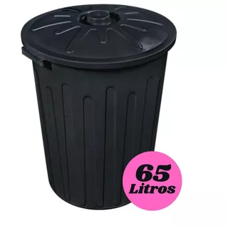 Lixeira plástica redonda 65 litros Preto