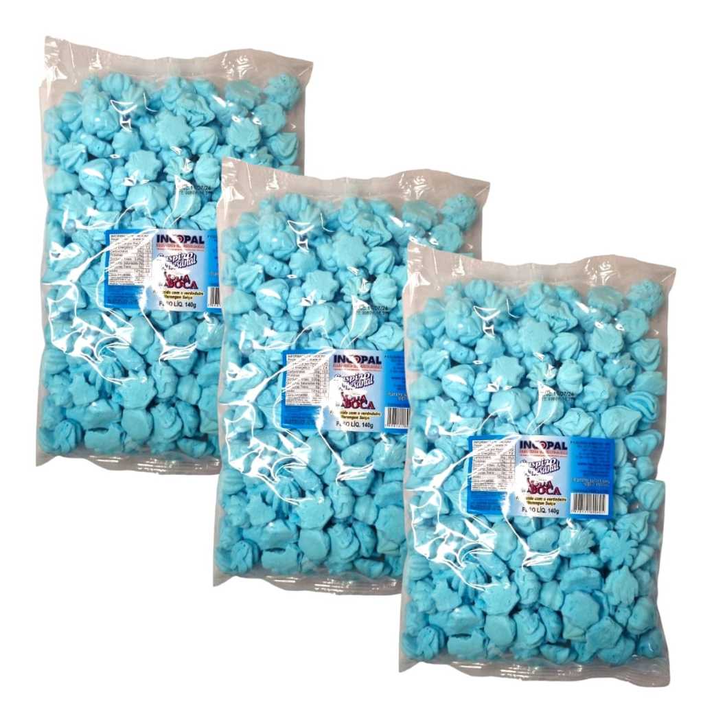 600 Mini Suspiros 3x140g Cor Azul | Shopee Brasil