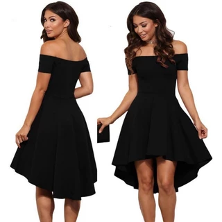Vestido Mullet Ombro a Ombro Feminino Manga Curta