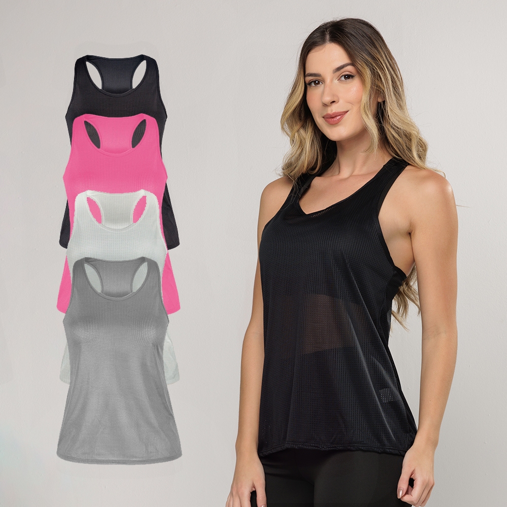 KIT 3 Regatas Lisas Dry Costas Nadador Academia Esportivo Fitness