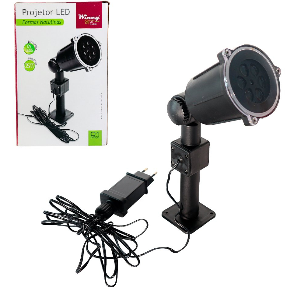 Projetor Led Natal Bivolt até 5m c/ Desenhos Formas Natalinas Laser p/ Casa Jardim Parede Festas Eventos
