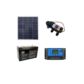Kit Bomba D'água Alta Pressão 12v 30w 180 L/h + Placa Solar 60w + Bateria + Controlador - Elevação 20 metros