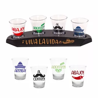 Base Acrilica com 4 copos de dose Personalizados shot pinga cachaça - Aloha