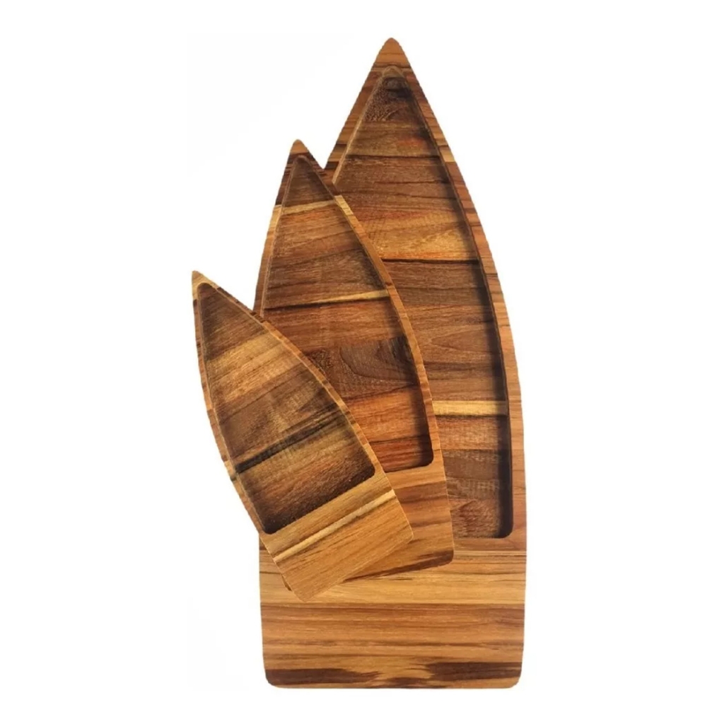 Kit 3 Barcas Sushi Sashimi Madeira Teca Cozinha Utensilios Shopee Brasil