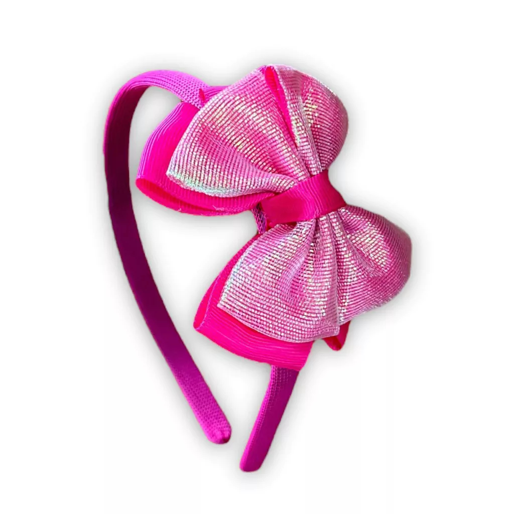 Tiara com laço duplo - Voal brilhoso - diversas cores