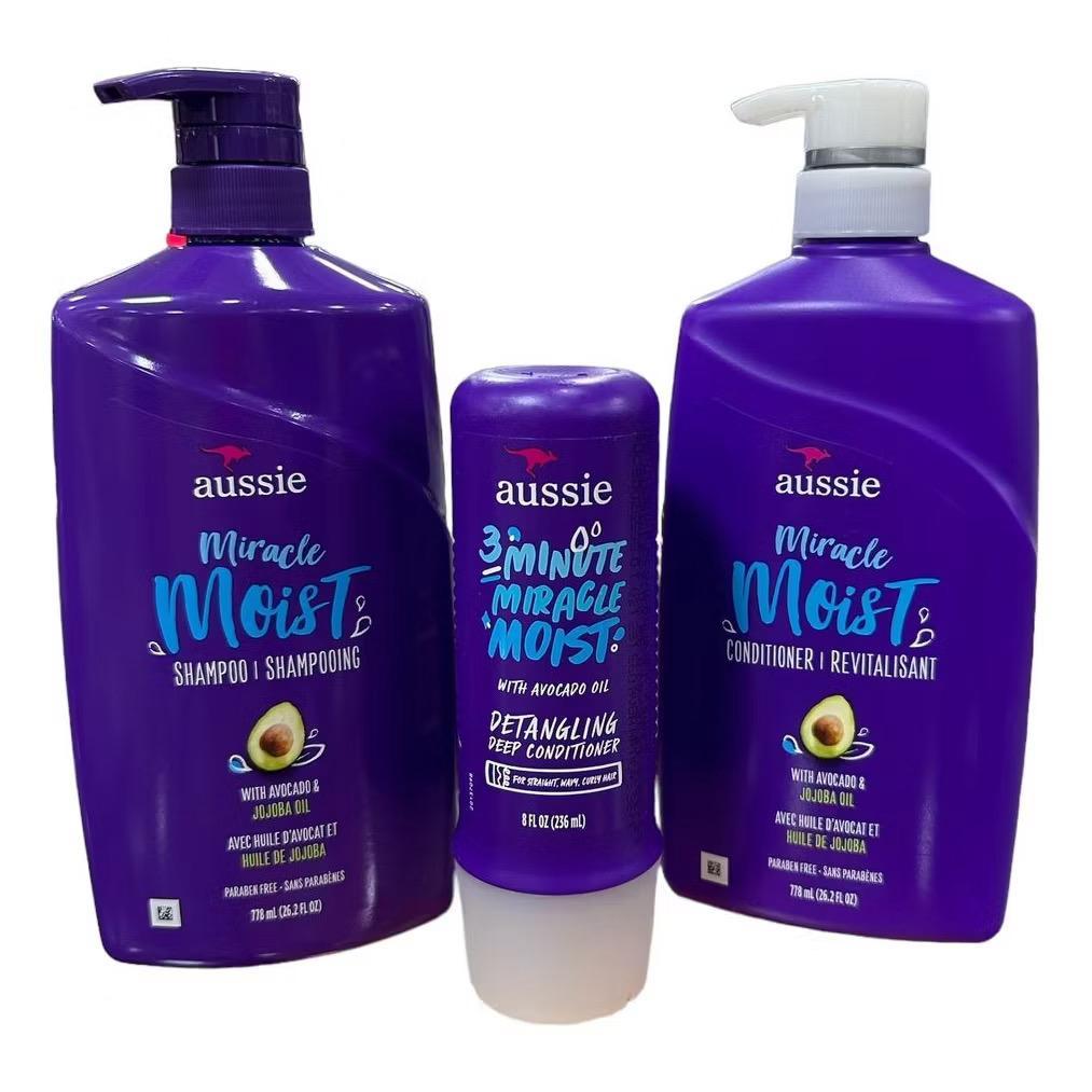 Kit Aussie Miracle Moist Shampoo, Cond 778ml + Máscara 236ml | Shopee ...
