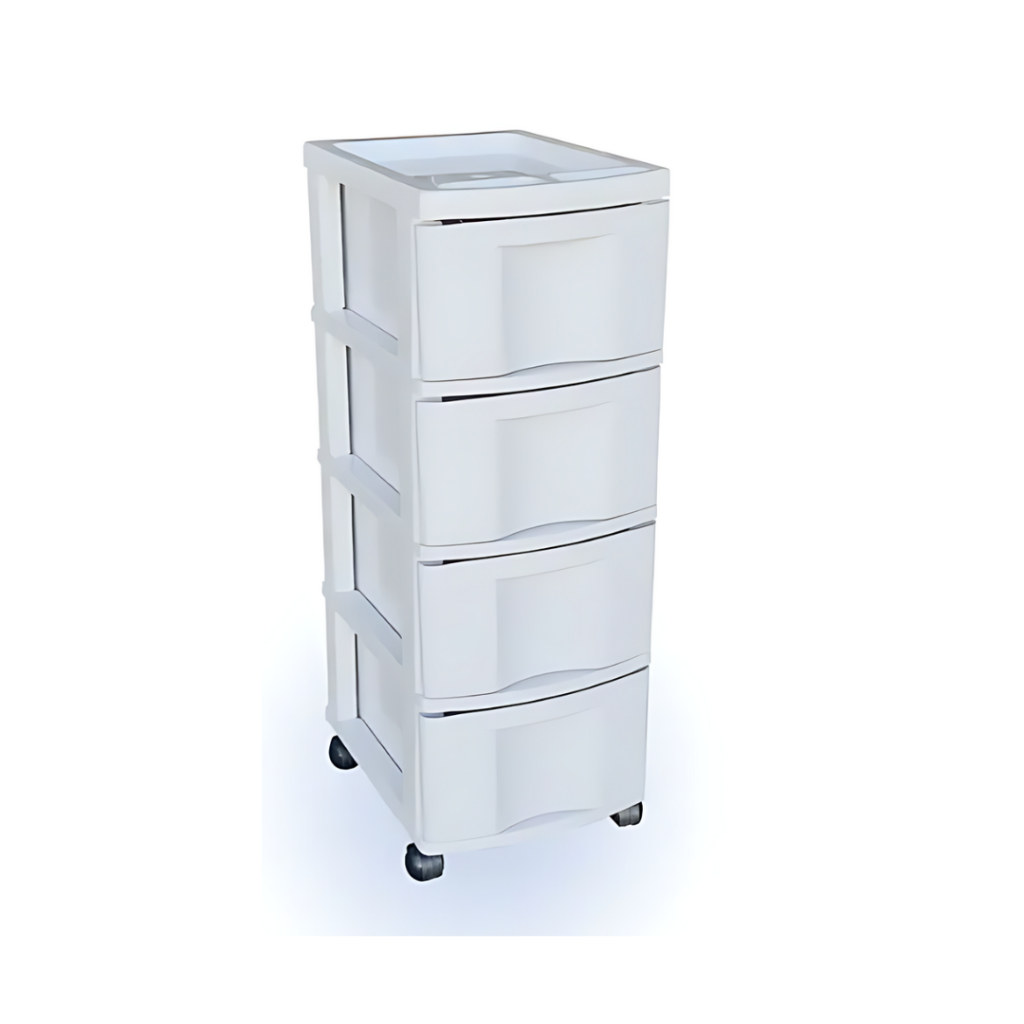 GAVETEIRO GRANDE BRANCO COM RODINHAS E 4 GAVETAS - 600